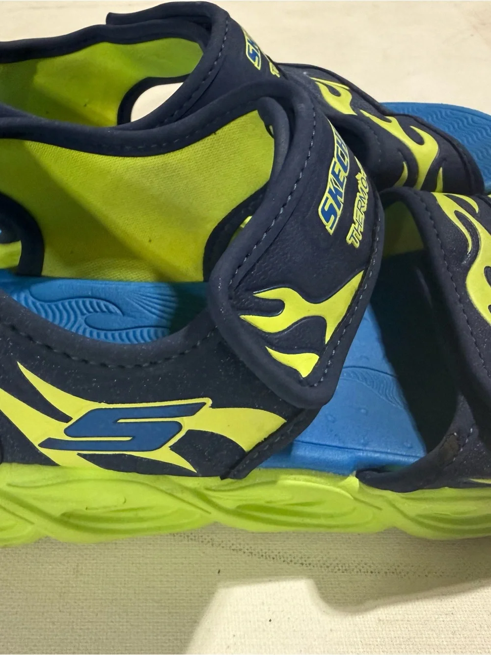 Skechers Kids Blue & Neon Green Thermo-Flash Heat Tide Water Sandals